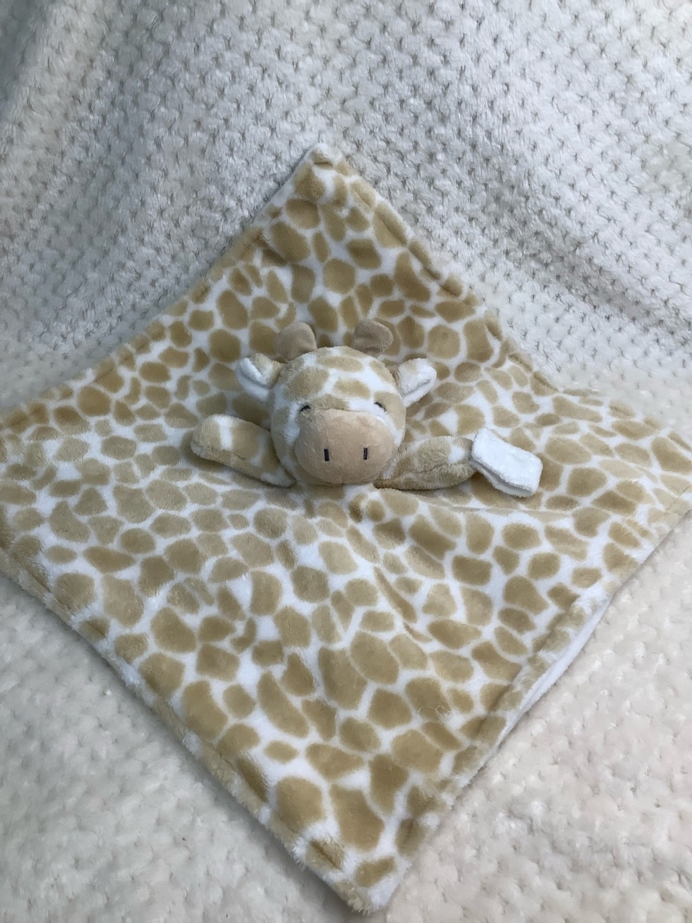 Carters Plush Giraffe Lovey Tan and White Stuffed Animal Security Blanket Toy #6